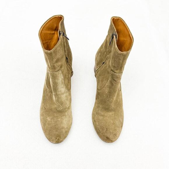 Isabel Marant Olive Suede Leather Round Heel Ankle Booties Size 40 - Picture 1 of 6